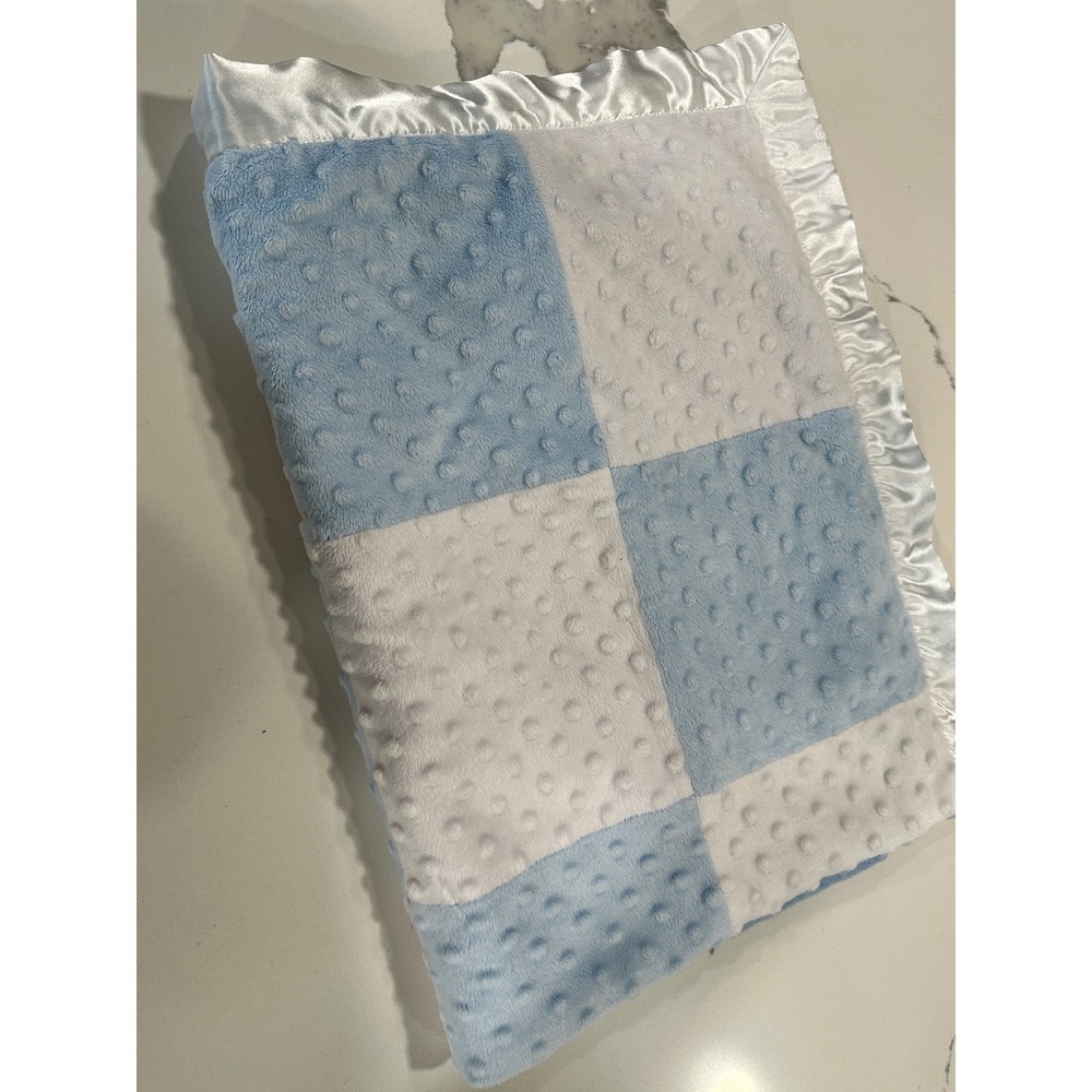 Child of Mine by Carters Blue White Minky Dot Satin Trim Baby Blanket